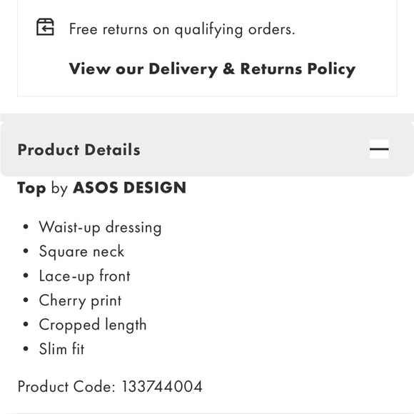 NWOT ASOS Cream Mini crop Top with Ruffled Ruched Design - Picture 5 of 5